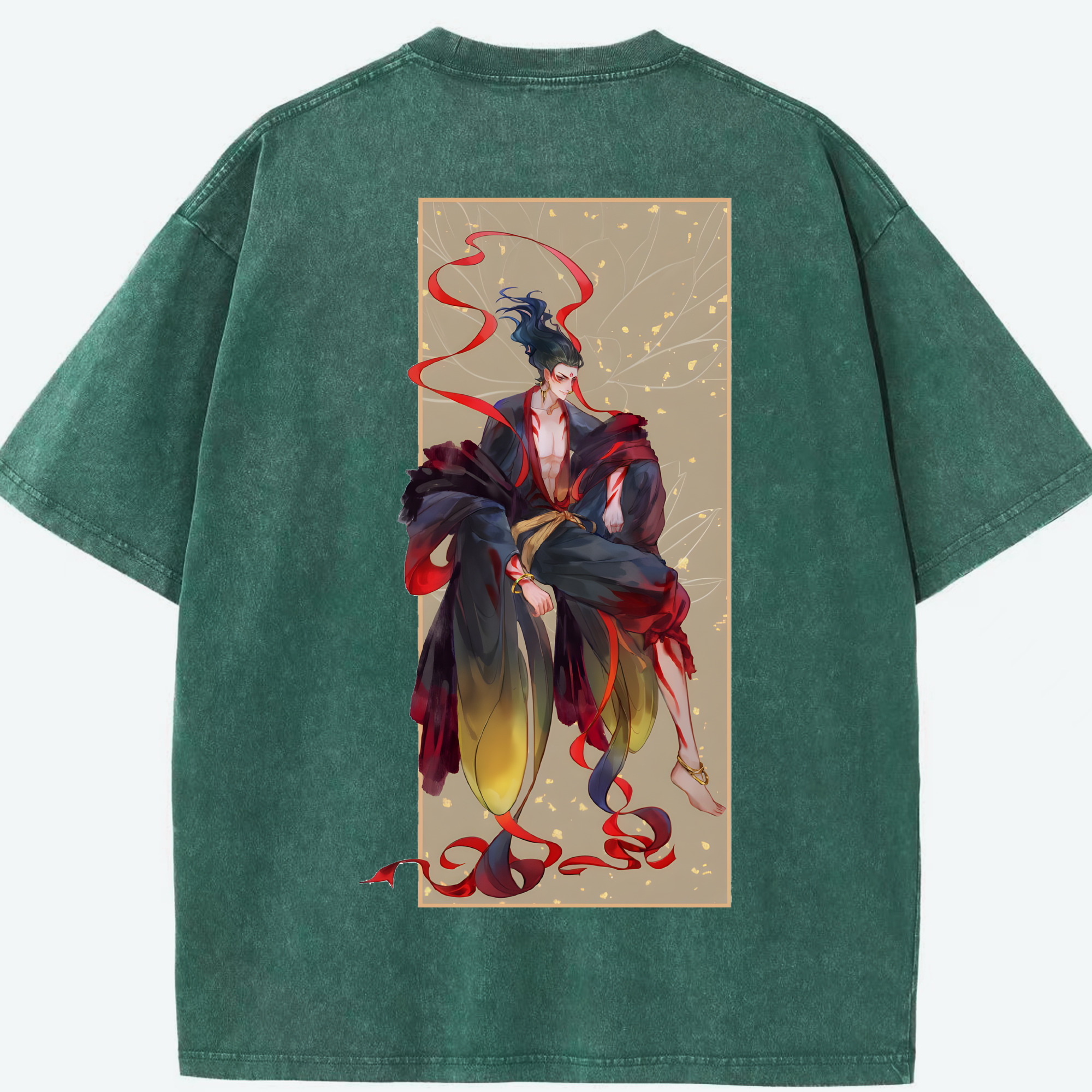 （画像用） Ne Zha 2 ナタ 魔童の大暴れ 綿100% ヴィンテージ風 半袖Tシャツ（背面プリント）